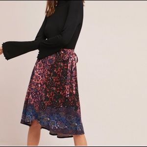 Maeve Anthropologie faux wrap skirt